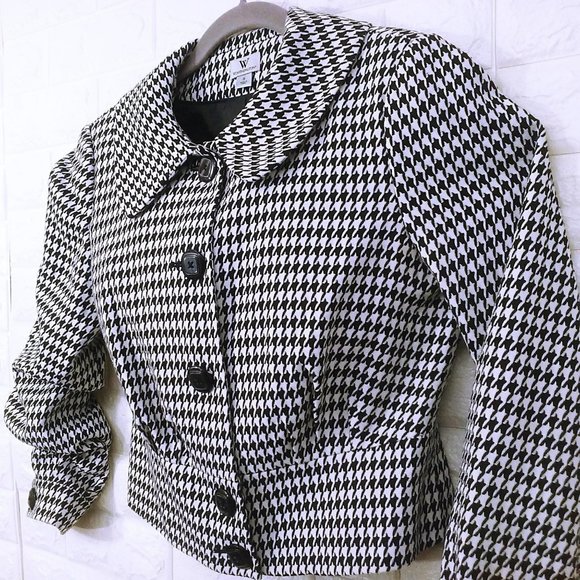 Worthington Cropped Houndstooth Jacket Sz-S Collar - Picture 2 of 11